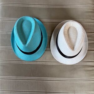 Stylish Kids Fedora Hat Set - Blue and White